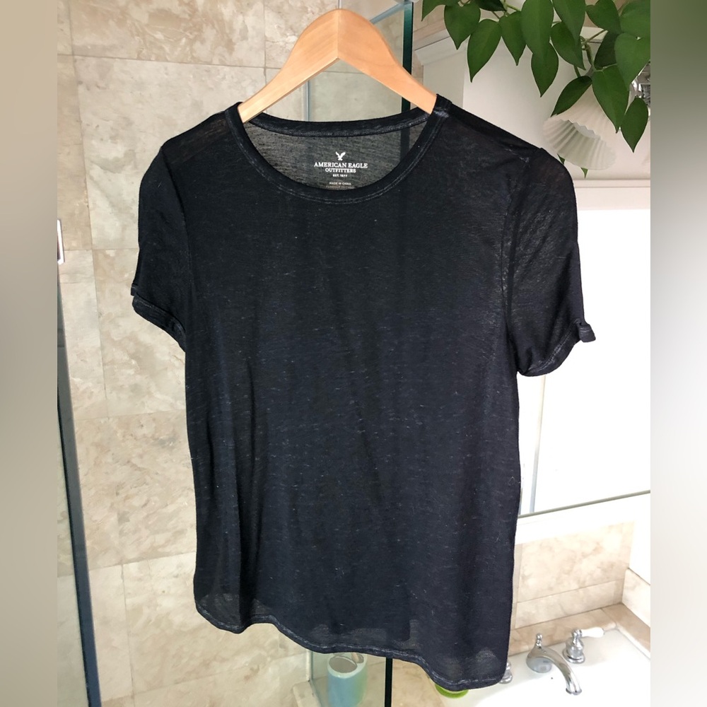 American Eagle semi-sheer black tshirt